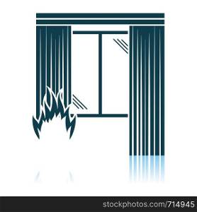 Home Fire Icon. Shadow Reflection Design. Vector Illustration.
