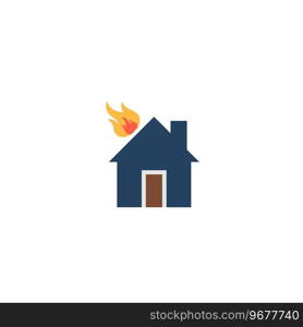 Home fire Icon Vector. Flat color symbol. Home fire Icon Vector