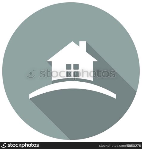 home flat Icon with long shadow