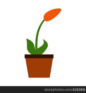 Home flower pot icon. Flat illustration of home flower pot vector icon for web design. Home flower pot icon, flat style