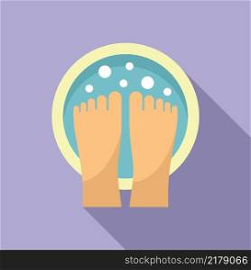 Home foot bath icon flat vector. Spa feet. Water massage. Home foot bath icon flat vector. Spa feet