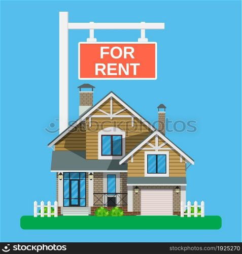 Home for rent icon. Real Estate concept, template for sales, rental, advertising. Vector illustration in flat style. Home for rent icon. Real Estate concept,