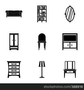 Home furnishings icons set. Simple illustration of 9 home furnishings vector icons for web. Home furnishings icons set, simple style