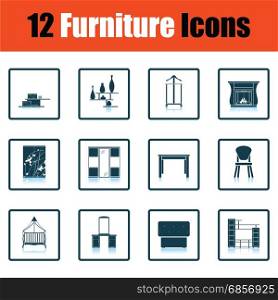 Home furniture icon set. Home furniture icon set. Shadow reflection design. Vector illustration.