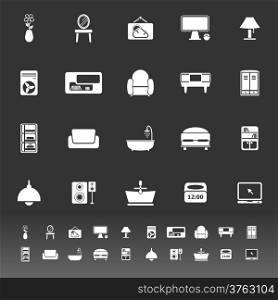 Home furniture icons on gray background, stock vector