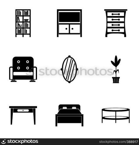 Home furniture icons set. Simple illustration of 9 home furniture vector icons for web. Home furniture icons set, simple style
