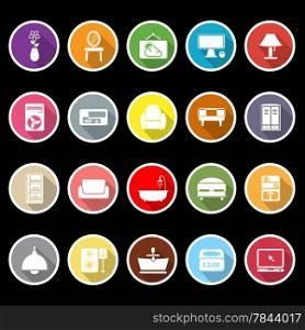 Home furniture icons with long shadow, stock vector