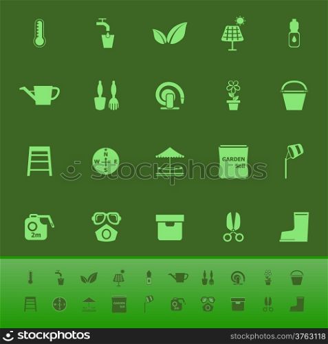 Home garden color icons on green background, stock vector