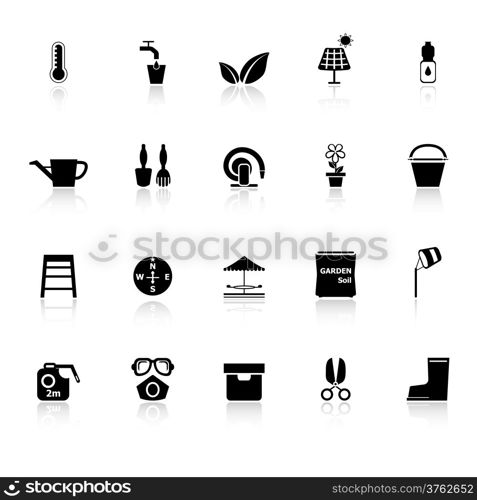 Home garden icons with reflect on white background, stock vector