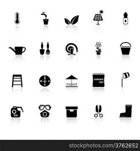 Home garden icons with reflect on white background, stock vector