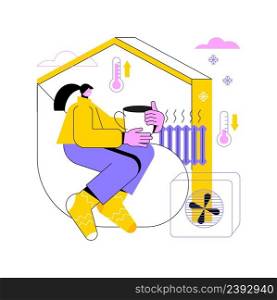 Home heating technologies abstract concept vector illustration. Smart house, heating radiator, save energy, temperature control, solar panel, air conditioning, home automation abstract metaphor.. Home heating technologies abstract concept vector illustration.