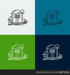 Home, house, Apartment, building, office Icon Over Various Background. Line style design, designed for web and app. Eps 10 vector illustration. Vector EPS10 Abstract Template background