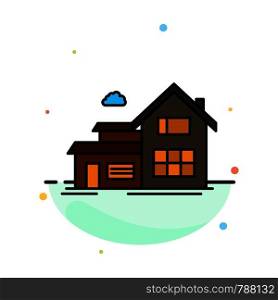 Home, House, Building, Apartment Abstract Flat Color Icon Template