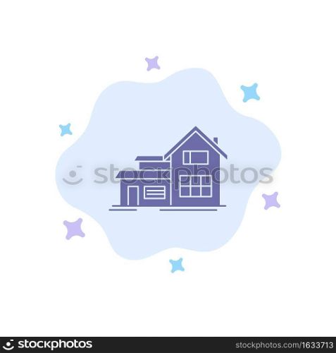 Home, House, Building, Apartment Blue Icon on Abstract Cloud Background