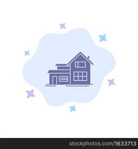 Home, House, Building, Apartment Blue Icon on Abstract Cloud Background