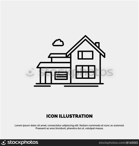 Home, House, Building, Apartment Line Icon Vector