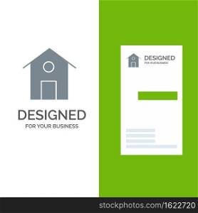 Home, House, Building Grey Logo Design and Business Card Template
