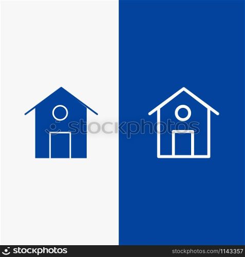 Home, House, Building Line and Glyph Solid icon Blue banner Line and Glyph Solid icon Blue banner
