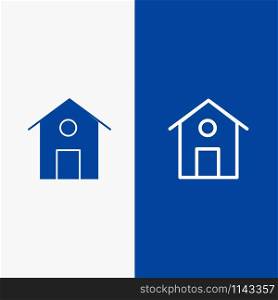 Home, House, Building Line and Glyph Solid icon Blue banner Line and Glyph Solid icon Blue banner