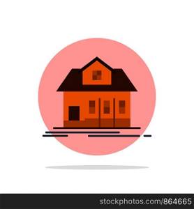 Home, House, Building, Real Estate Abstract Circle Background Flat color Icon