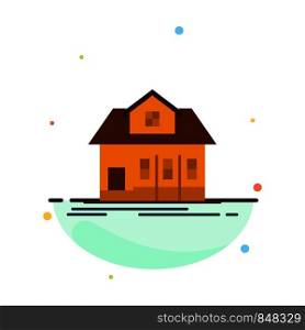 Home, House, Building, Real Estate Abstract Flat Color Icon Template