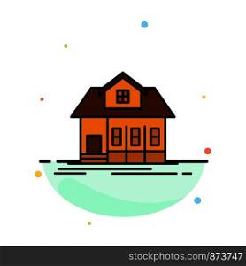 Home, House, Building, Real Estate Abstract Flat Color Icon Template