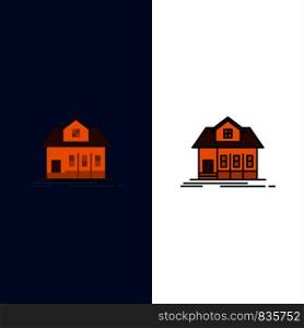 Home, House, Building, Real Estate Icons. Flat and Line Filled Icon Set Vector Blue Background