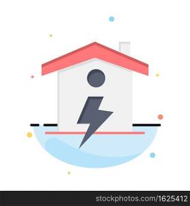 Home, House, Energy, Power Abstract Flat Color Icon Template