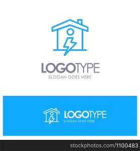 Home, House, Energy, Power Blue Outline Logo Place for Tagline