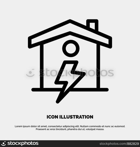 Home, House, Energy, Power Line Icon Vector