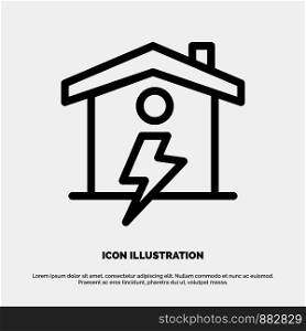 Home, House, Energy, Power Line Icon Vector