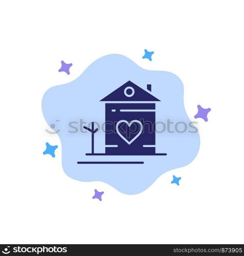 Home, House, Family, Couple, Hut Blue Icon on Abstract Cloud Background