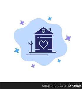 Home, House, Family, Couple, Hut Blue Icon on Abstract Cloud Background