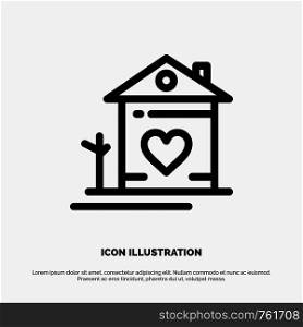 Home, House, Family, Couple, Hut Line Icon Vector