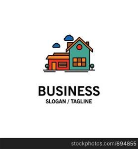 Home, House, Space, Villa, Farmhouse Business Logo Template. Flat Color