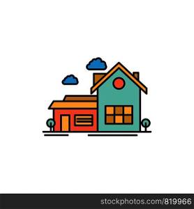 Home, House, Space, Villa, Farmhouse Flat Color Icon. Vector icon banner Template
