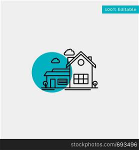 Home, House, Space, Villa, Farmhouse turquoise highlight circle point Vector icon
