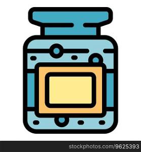 Home hummus jar icon outline vector. Paste cuisine. Meal snack color flat. Home hummus jar icon vector flat