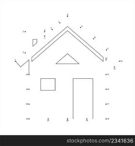 Home Icon Connect The Dots, House, Residence, Villa, Realty Icon Vector Art Illustration, Puzzle Game Containing A Sequence Of Numbered Dots