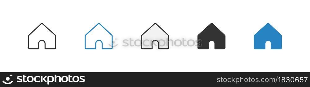 Home icon set on a transparent background. Vector button illustration on flat style