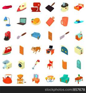 Home icons set. Cartoon style of 36 home vector icons for web isolated on white background. Home icons set, cartoon style