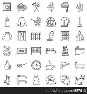 Home icons set. Outline style of 36 home vector icons for web isolated on white background. Home icons set, outline style