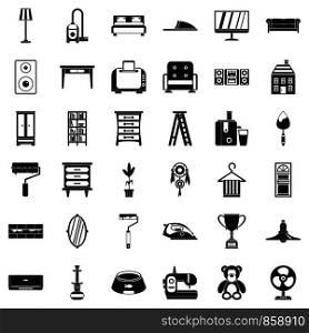 Home icons set. Simple style of 36 home vector icons for web isolated on white background. Home icons set, simple style