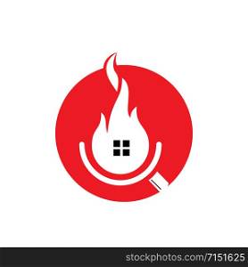 Home Inspection Logo Template, Security and protection of home from fire.