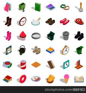 Home interior icons set. Isometric style of 36 home interior vector icons for web isolated on white background. Home interior icons set, isometric style