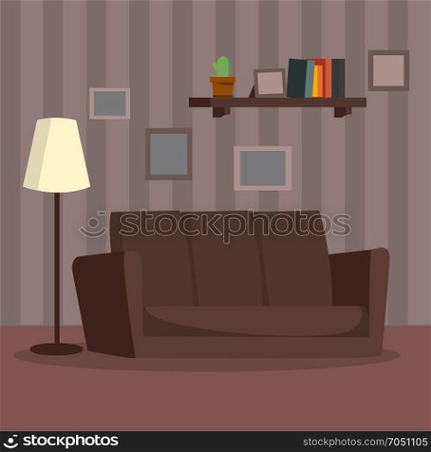 Home Interior Vector. Cartoon Flat Classic Room Interior Concept. Modern Living Room Illustration. Home Interior Vector. Cartoon Flat Classic Room Interior Concept. Modern Living Room