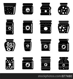 Home jam jar icons set. Simple set of home jam jar vector icons for web design on white background. Home jam jar icons set, simple style