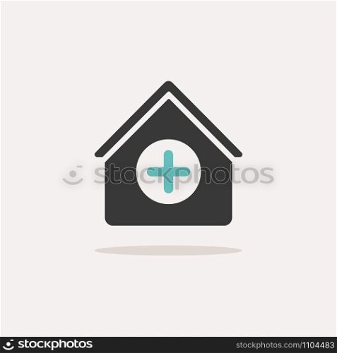 Home kit. Icon with shadow on a beige background. Pharmacy flat vector illustration