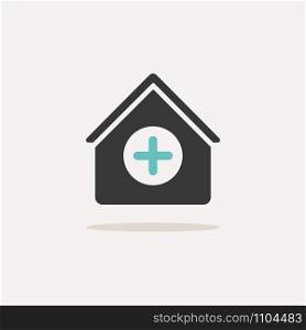 Home kit. Icon with shadow on a beige background. Pharmacy flat vector illustration