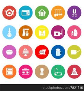 Home kitchen flat icons on white background, stock vector